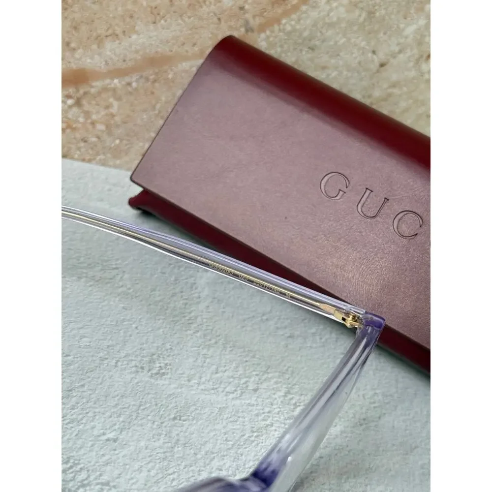 NEW Gucci GG0026O Transparent Lilac Cat Eye Eyeglasses Frames